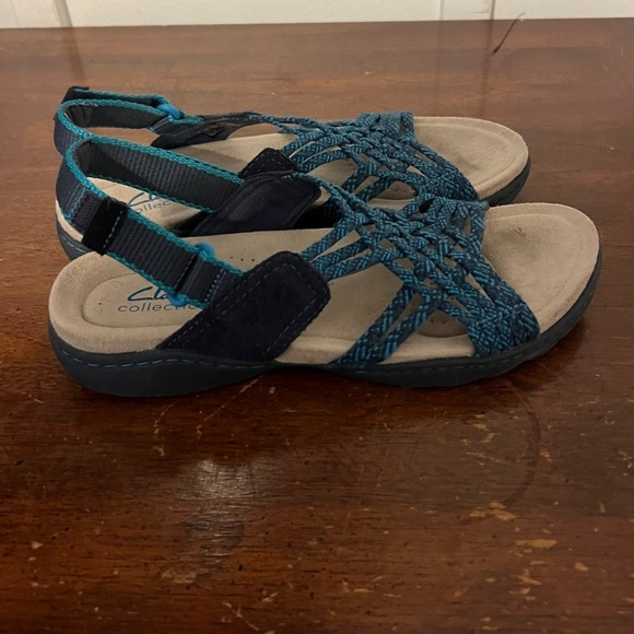 Clarks Collection Amanda Ease Women's Size 6.5 Blue Slingback Comfort Sandals - Picture 4 of 8